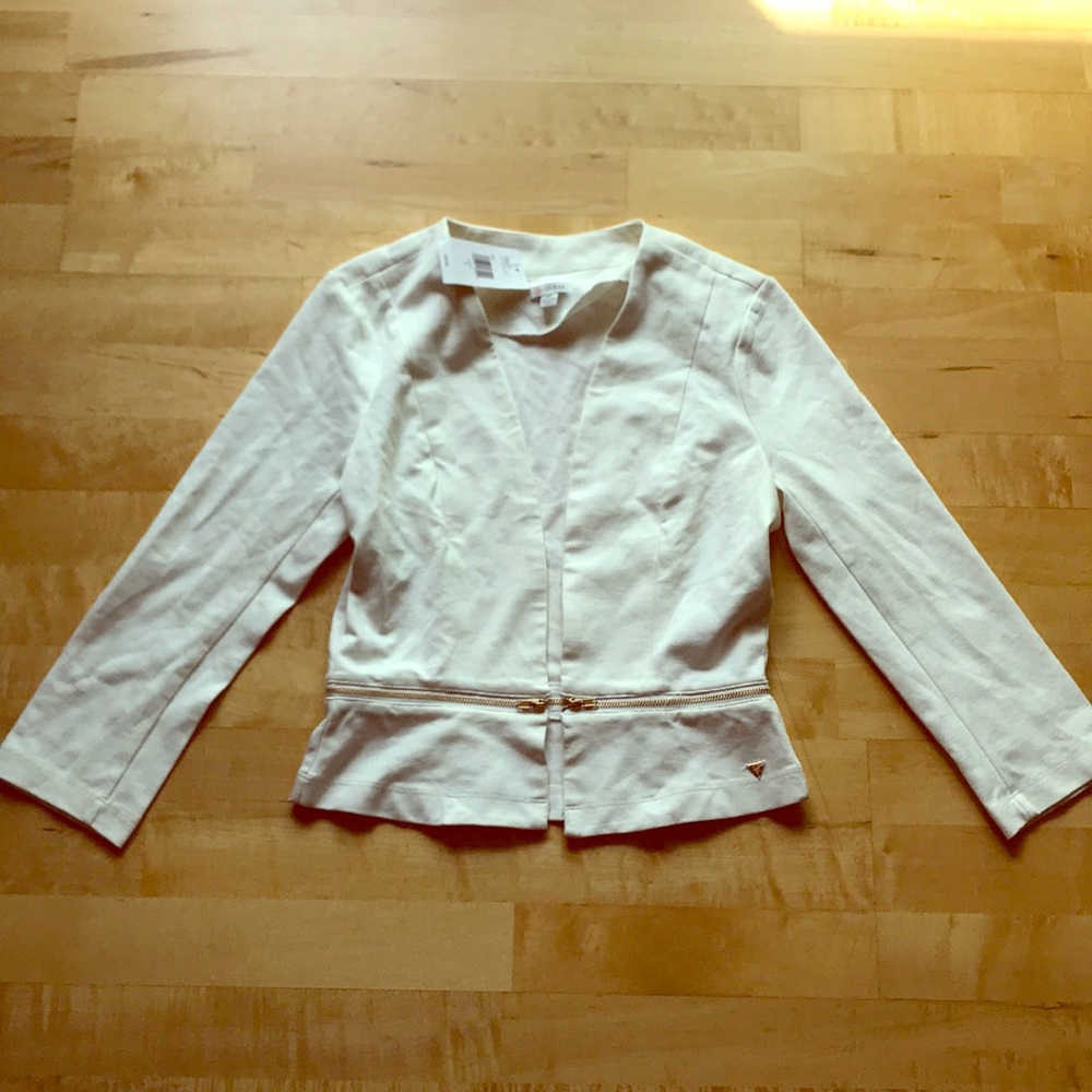 NWT Guess small blazer white cream zipper 3/4
